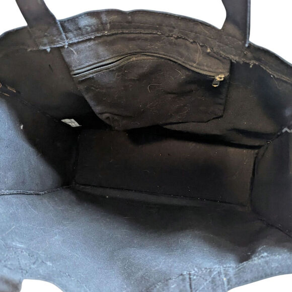 Barnes & Noble Canvas Tote Bag Zip Compartment Book Lover's Quotes Black Bag - Picture 7 of 9